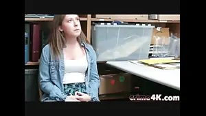 Curvy brunette teen talked into having sex after getting busted for shoplifting