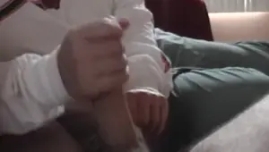 Missy Stroking Georges Cock Uncut Cock Handjob