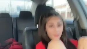 Little Slut Strips Fingers Herself In The Car While She Gets Driven Around