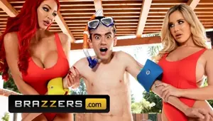 Brazzers Sexy lifeguards Nicolette Shea Savannah Bond save a cock