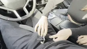 Kisselka Gives a Juicy Blowjob in the Car and Plays with Tits