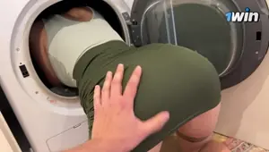 stepson fucks stepmom while she's stuck in washing machine