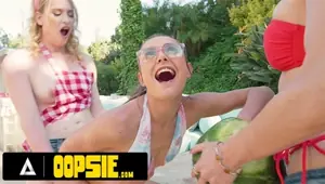 OOPSIE Trans Babes Erica Cherry Ariel Demure Fuck Their Cis Lesbian Bestie During A BBQ Party