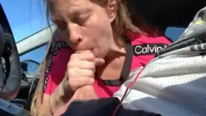 Road head from beautiful blonde Mandy Cumming